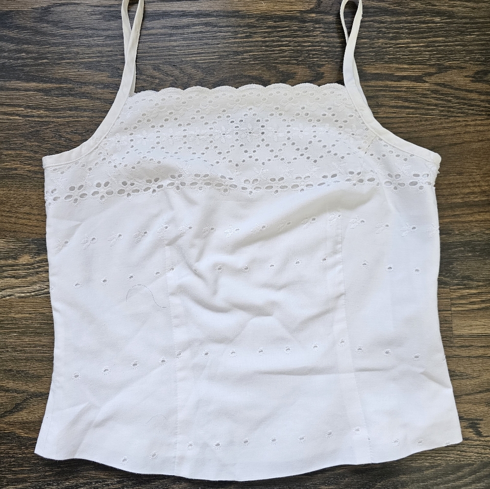 U2 White Eyelet sleeveless/tank size S